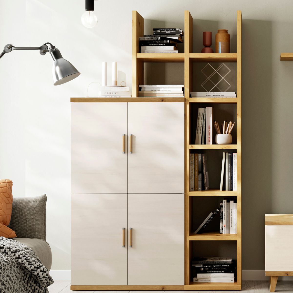 Composicion de salon 300x195x42 cm color polar y artisan MOZART 711