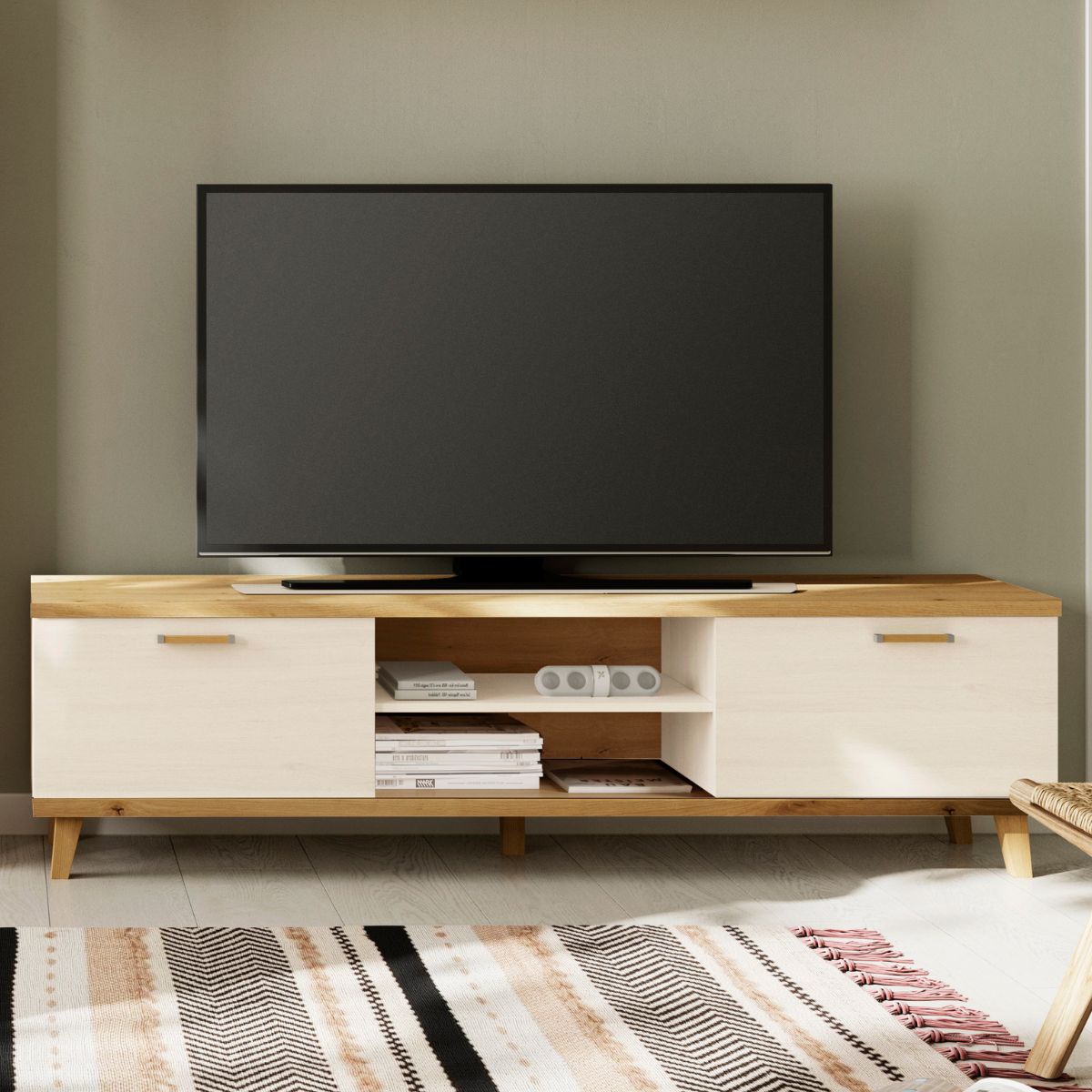 Composicion de salon 300x195x42 cm color polar y artisan MOZART 711