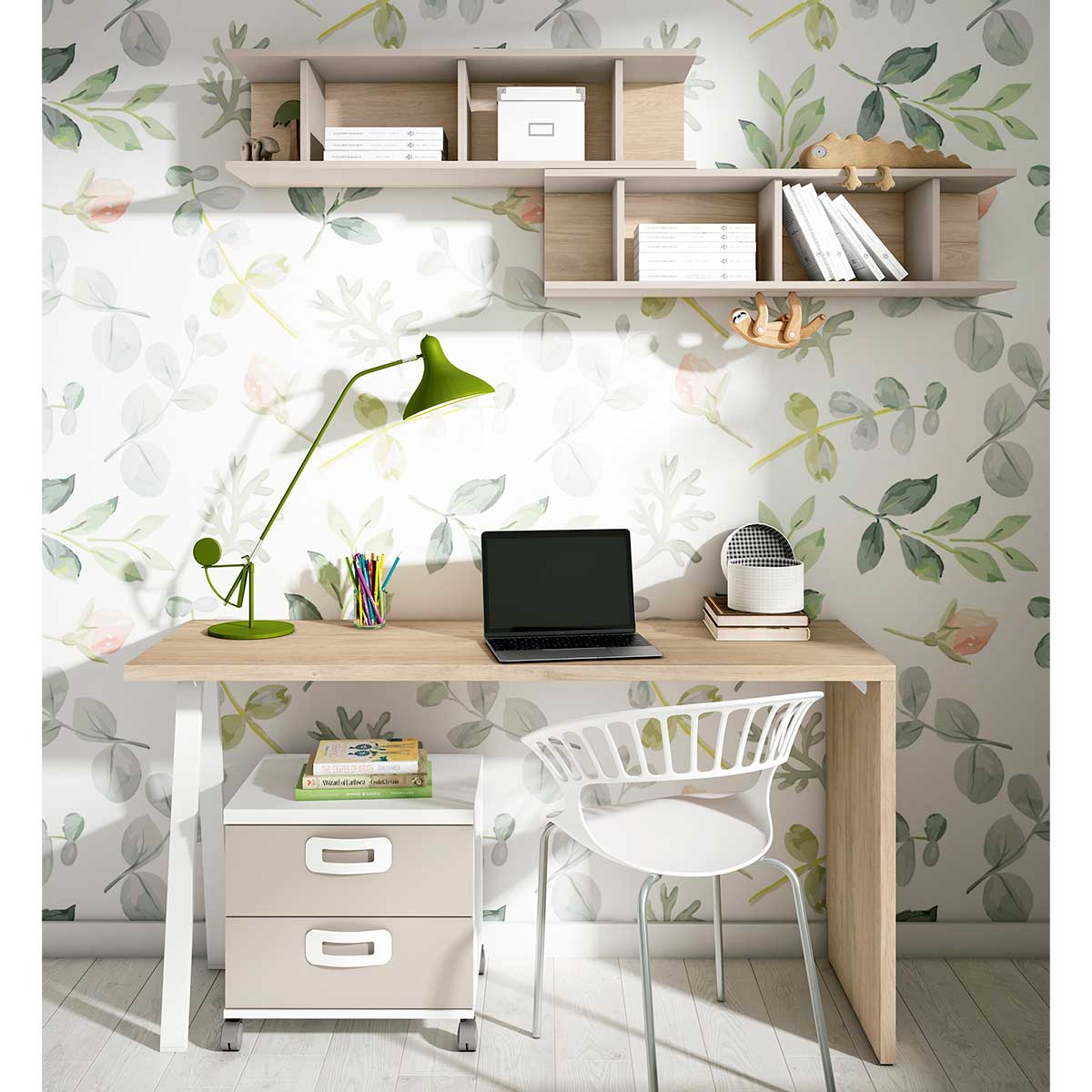 Mesa escritorio con estantes y mesita JOVEN 3
