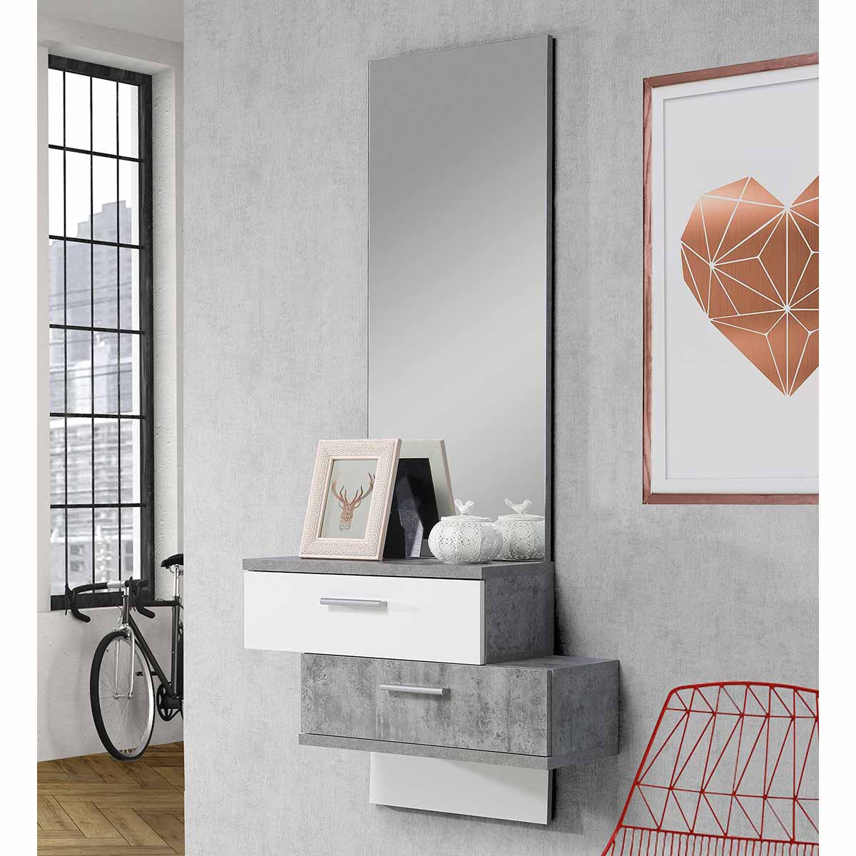 Mueble recibidor con espejo vertical, Recibidores baratos