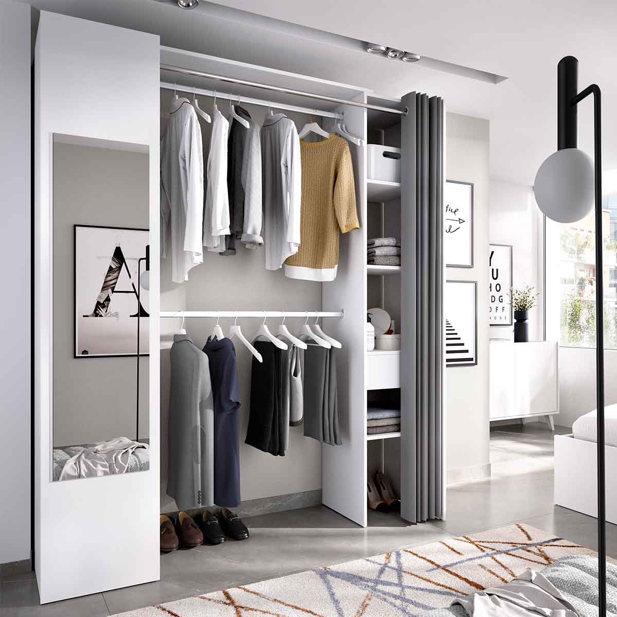 Vestidor con espejo y cortina CLOT 177