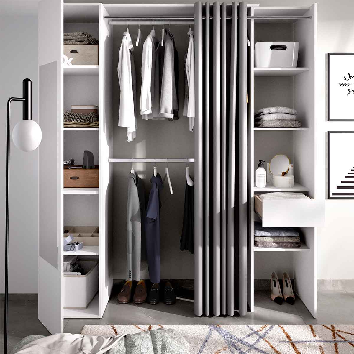 Vestidor con espejo y cortina CLOT 177