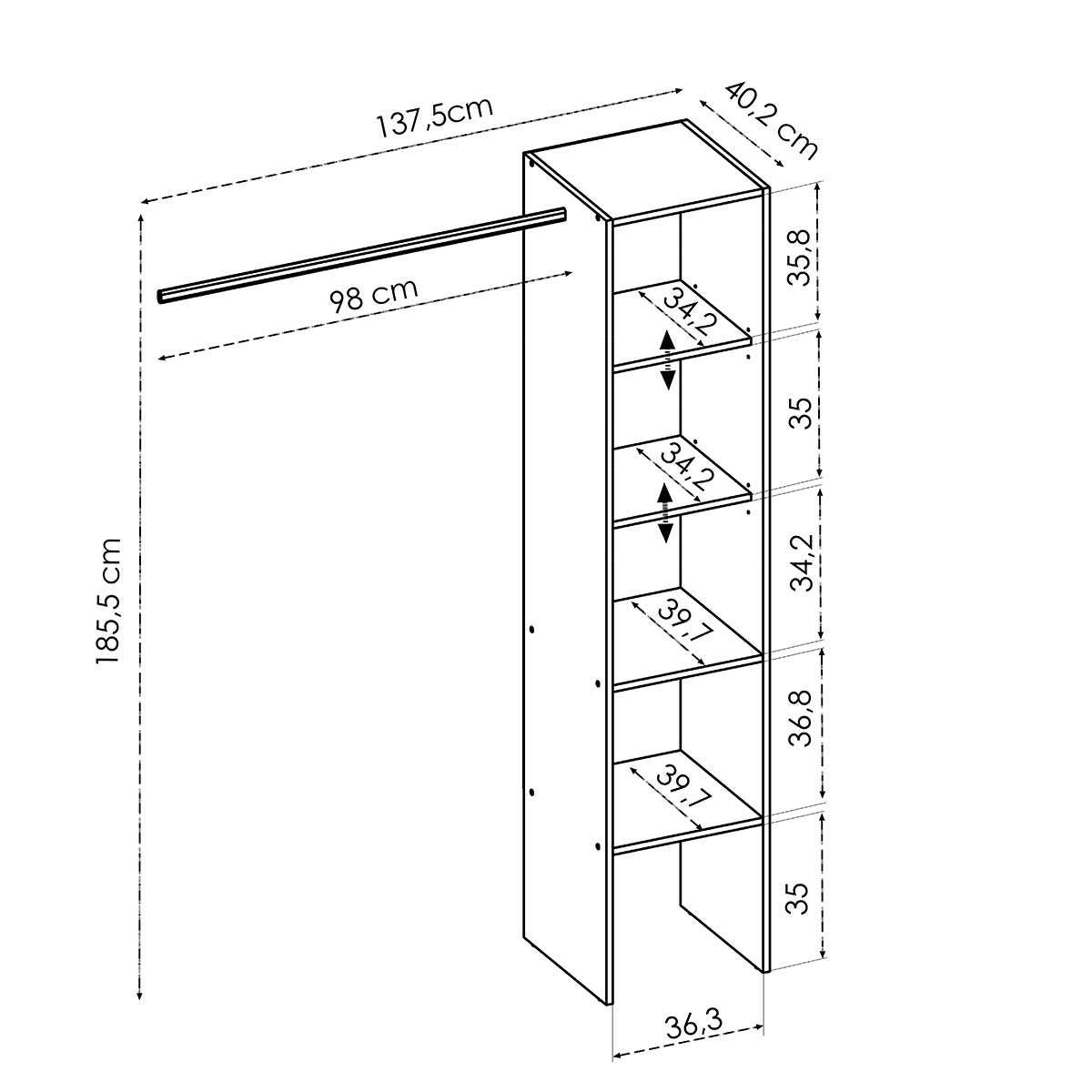 Vestidor 1 columna y barra CLOT 159