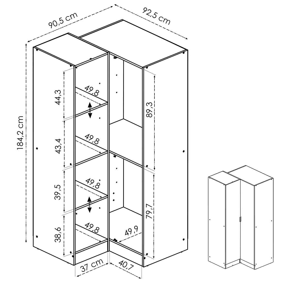 Armario rincón NESS 90-92