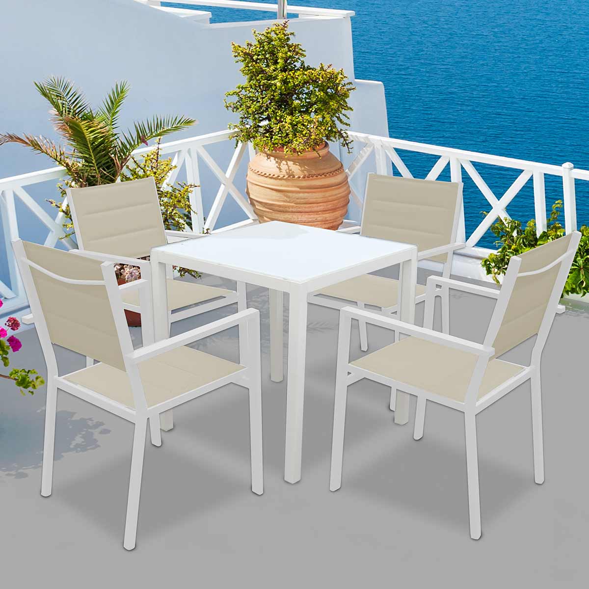 Hermosas mesas de jardín para interiores y exteriores, adecuadas para tu  terraza, césped, jardín o decoración del hogar, color blanco, 31.1 x 31.1 x