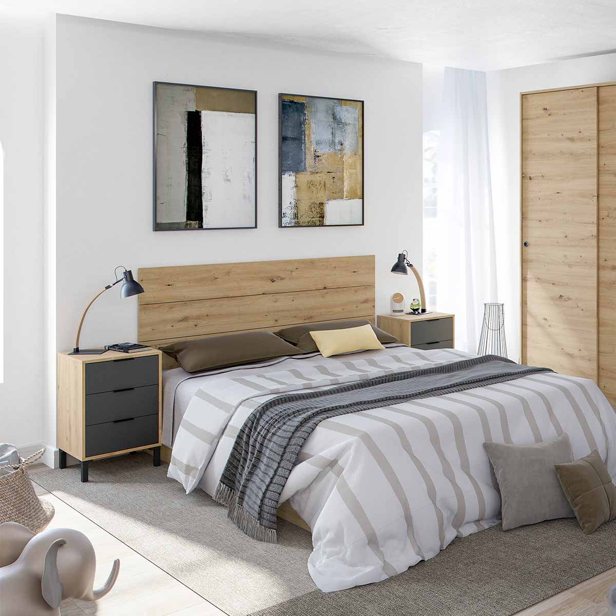 Cabecero y mesitas SERBIN