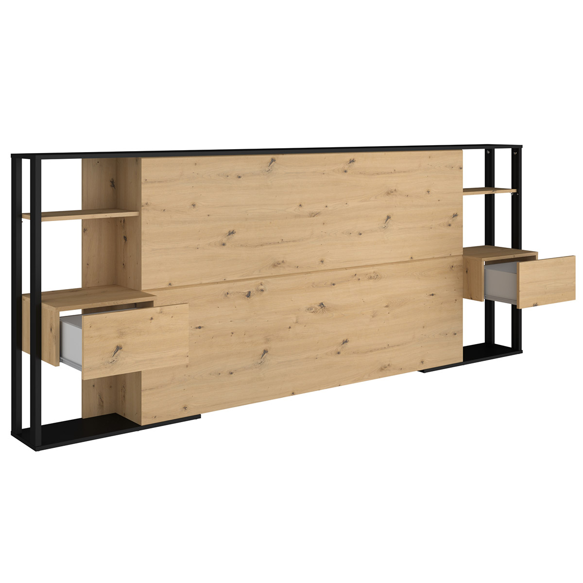 Cabecero y 2 mesitas CIRILA C/ ROBLE ARTISAN/NEGRO 