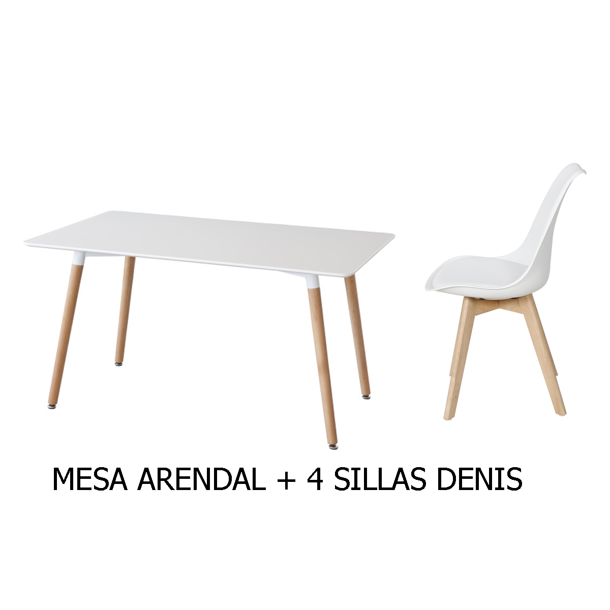 Conjunto mesa ARENDAL+ 4 sillas DENIS