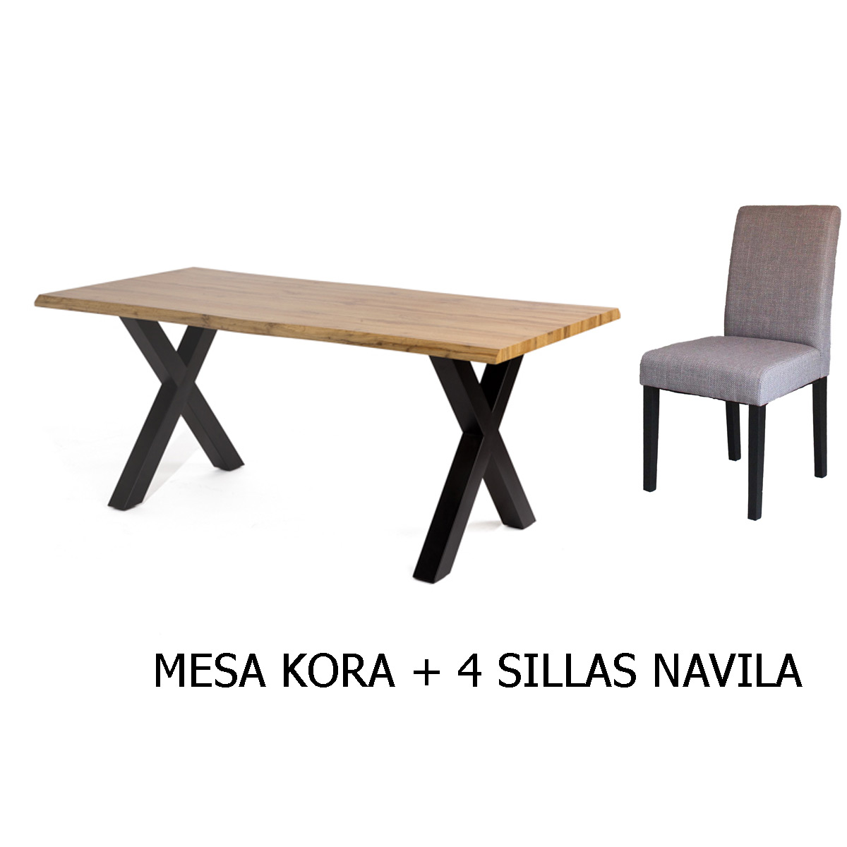 Conjunto mesa KORA + 4 sillas NAVILA