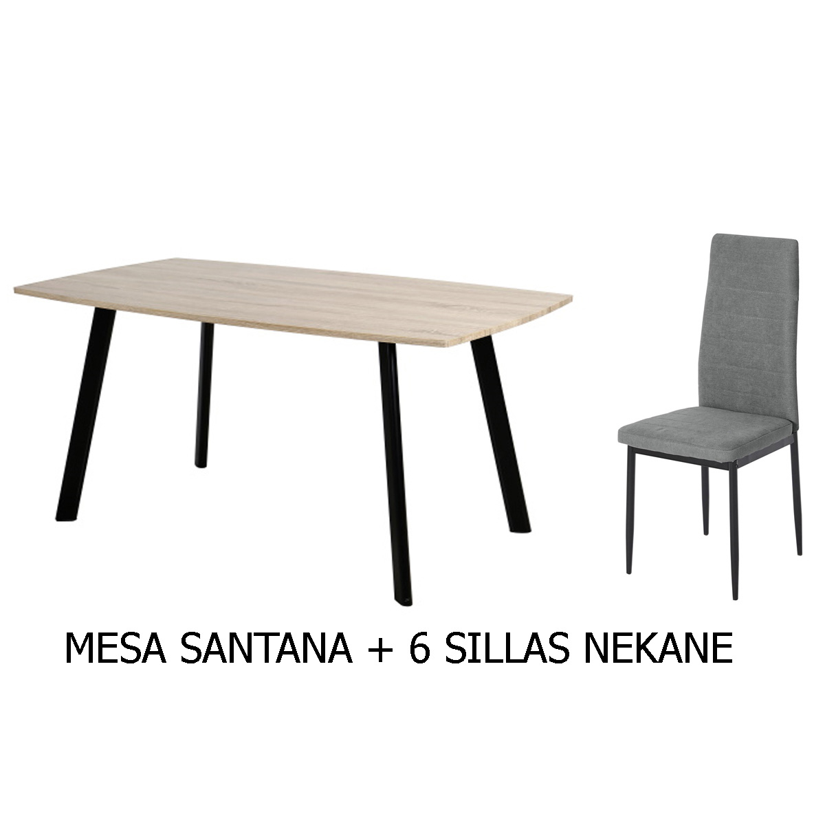 Conjunto mesa SANTANA+ 6 sillas NEKANE