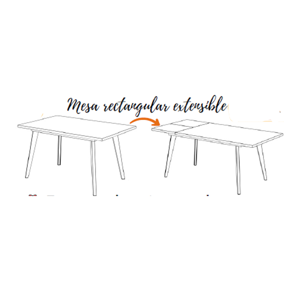 Mesa comedor pata metálica inclinada blanca EINAR