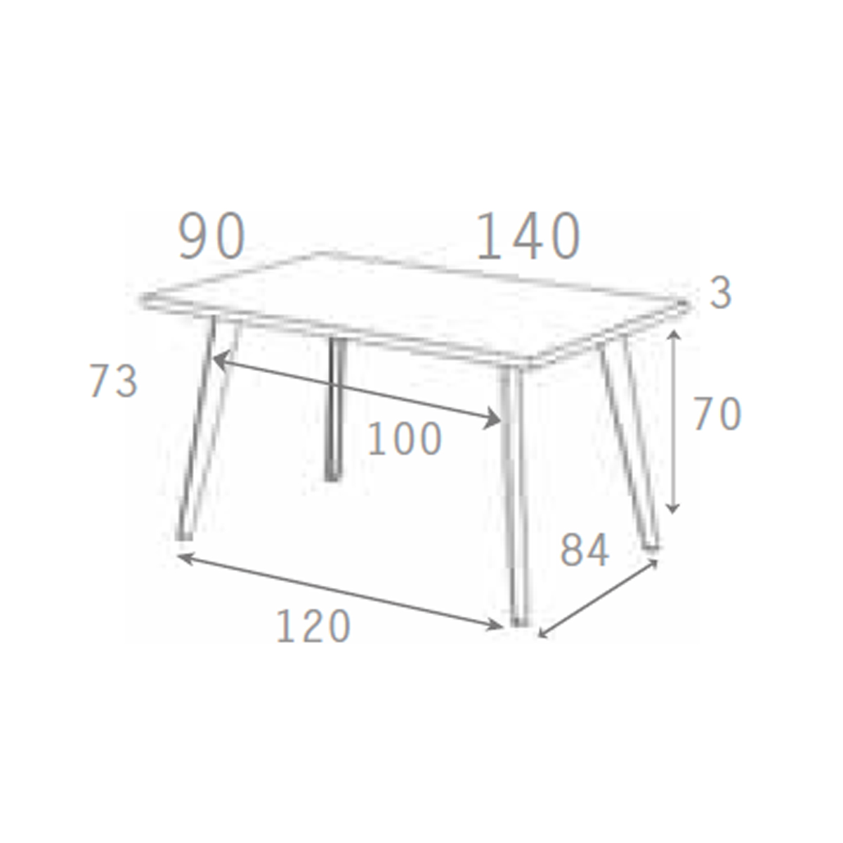 Mesa comedor pata metálica inclinada blanca EINAR