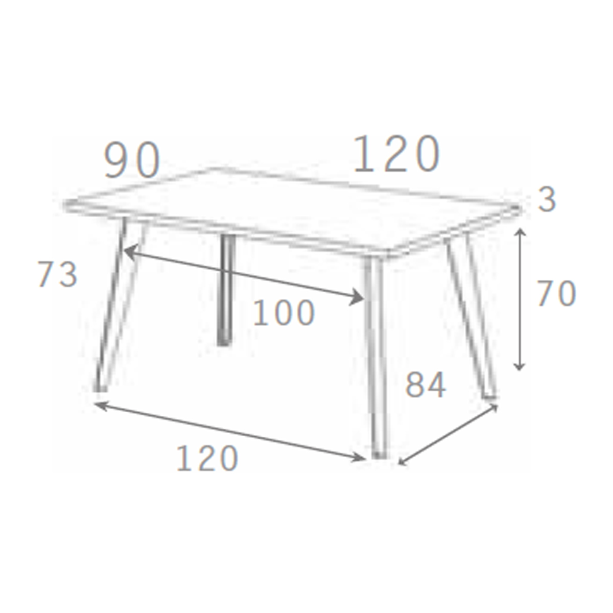 Mesa comedor pata metálica inclinada blanca EINAR