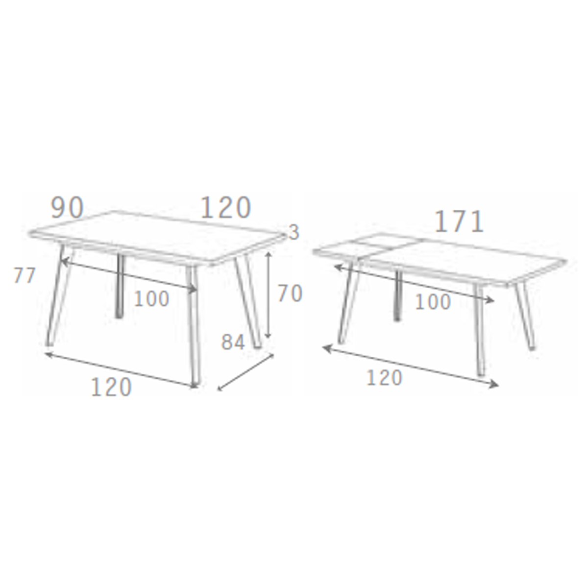 Mesa comedor pata metálica inclinada negra STEIN 318