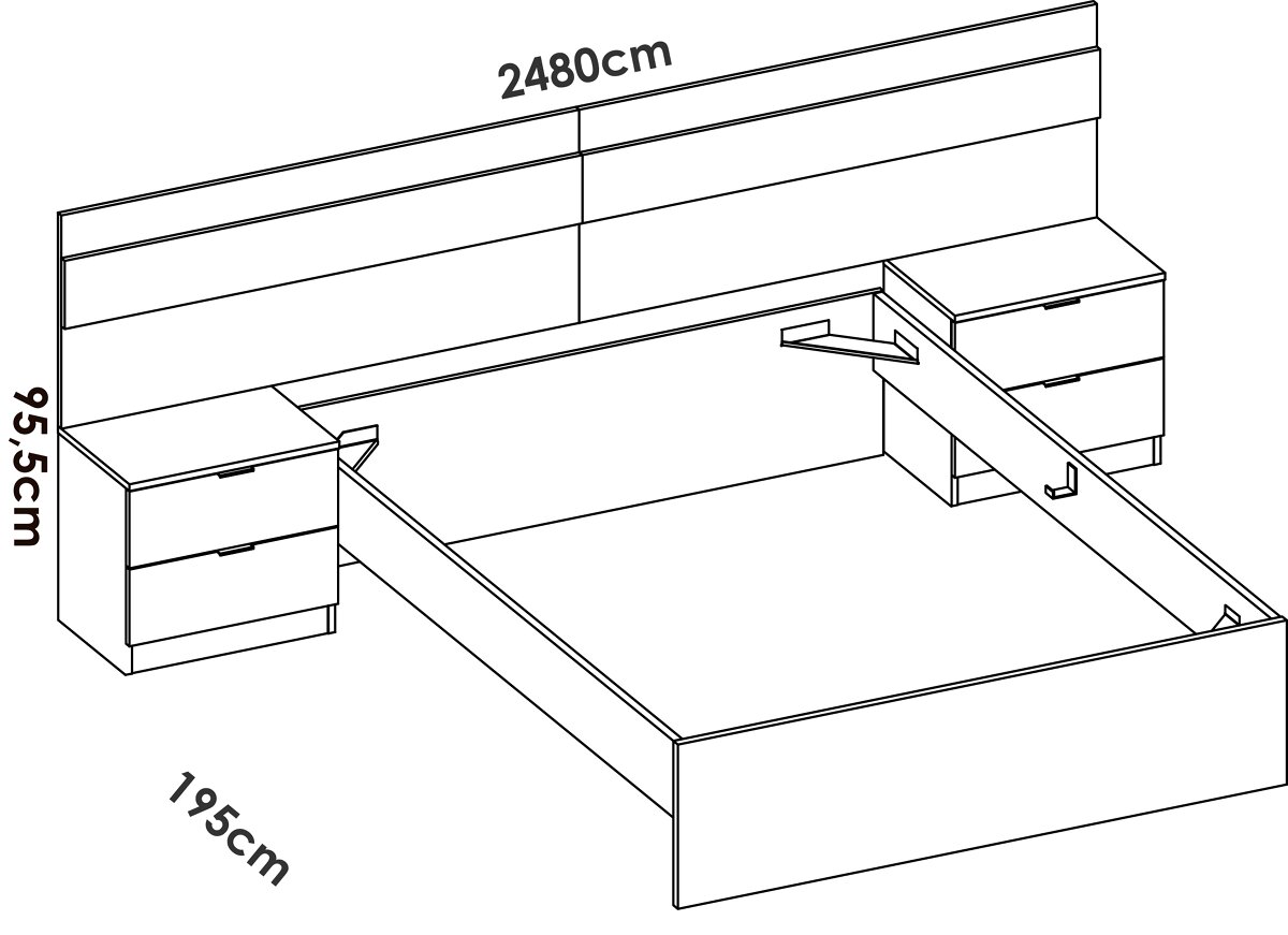 Cama con 2 mesitas BORAL