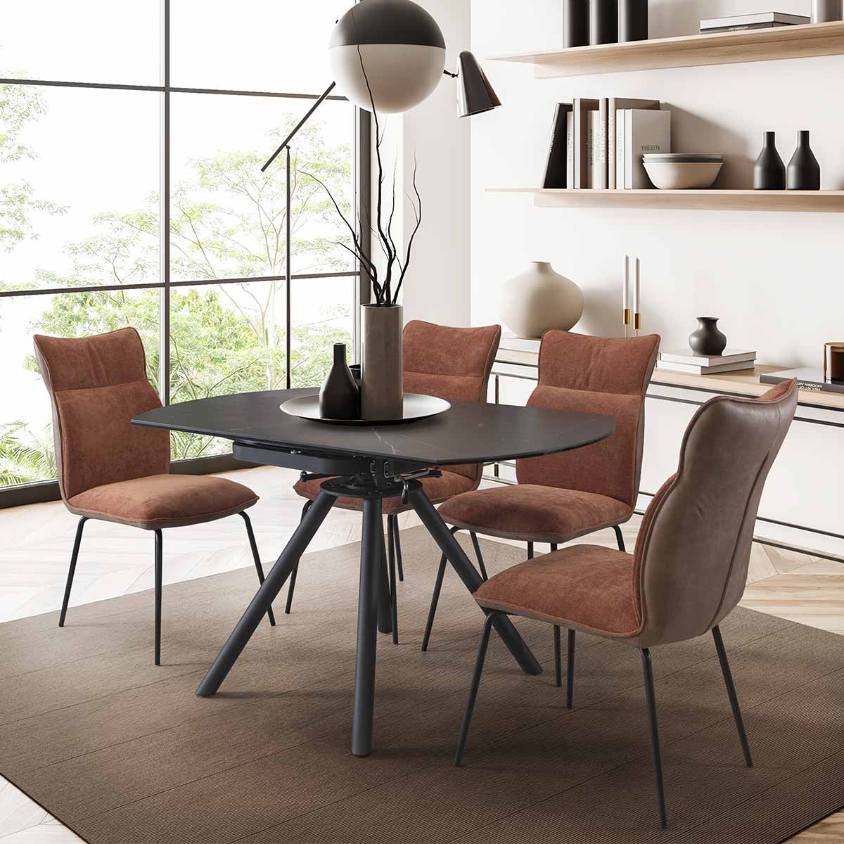 Mesa de comedor extensible pata negra modelo IZAN 80/130 cm