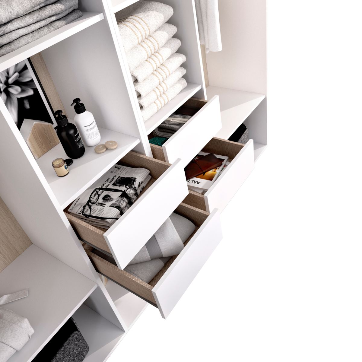 Vestidor blanco con 4 cajones y trasera reversible CLOT 196