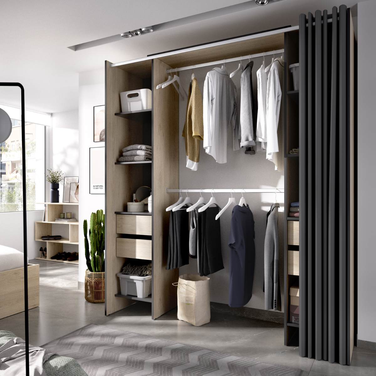 Vestidor de 4 cajones y cortina  CLOT 147