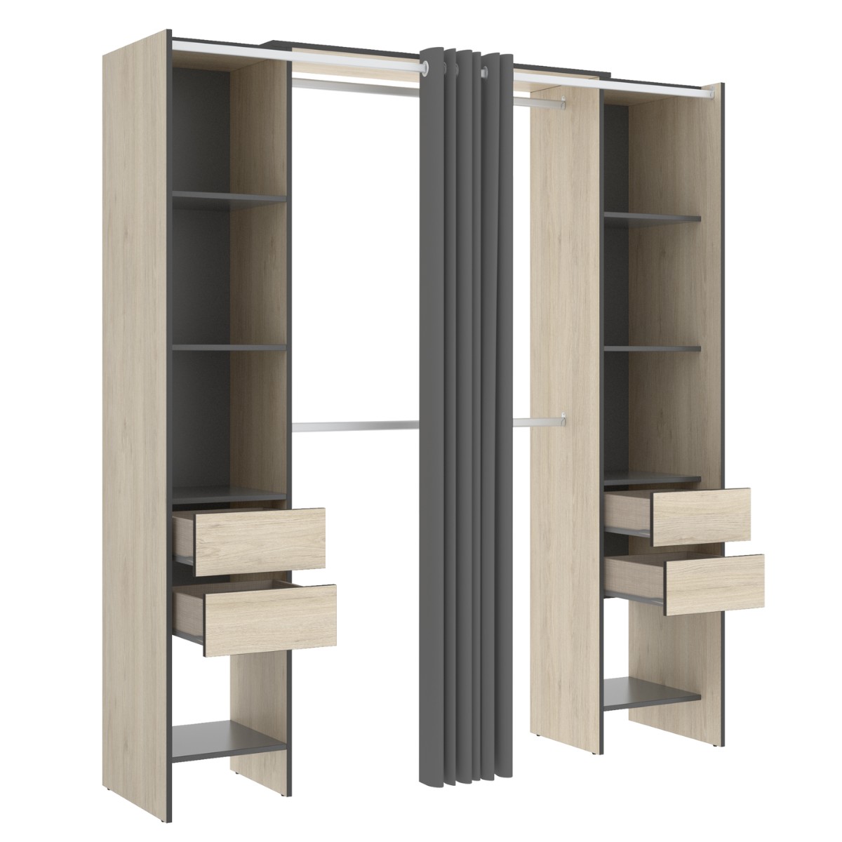 Vestidor de 4 cajones y cortina  CLOT 147
