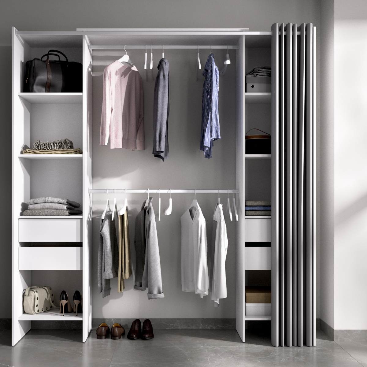 Vestidor de 4 cajones y cortina  CLOT 147