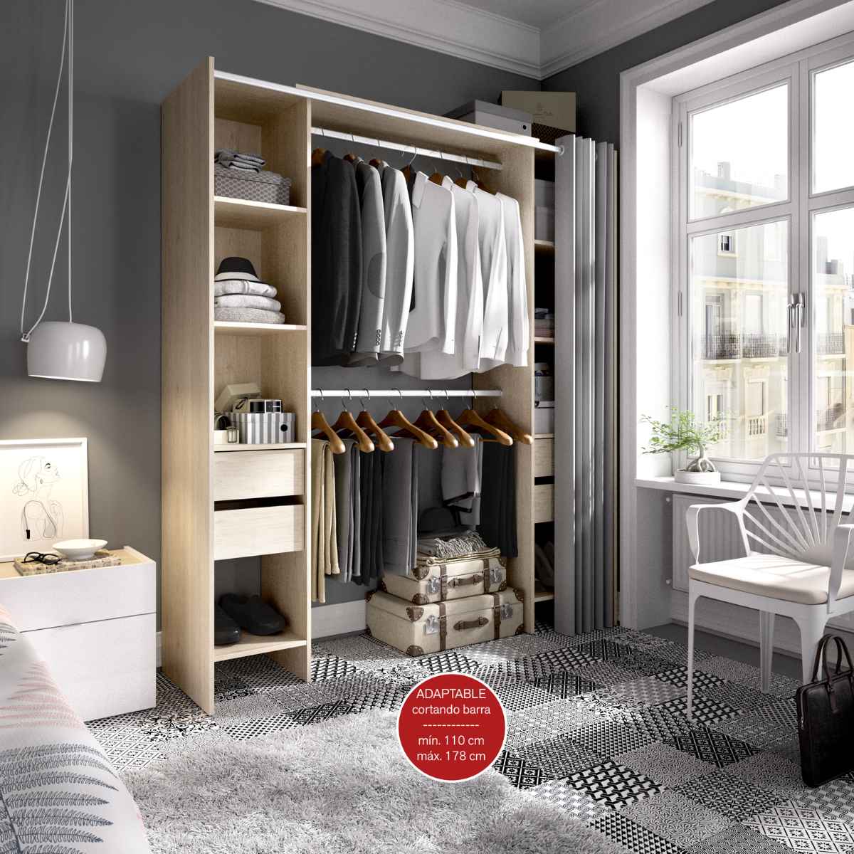 Vestidor de 4 cajones y cortina  CLOT 147