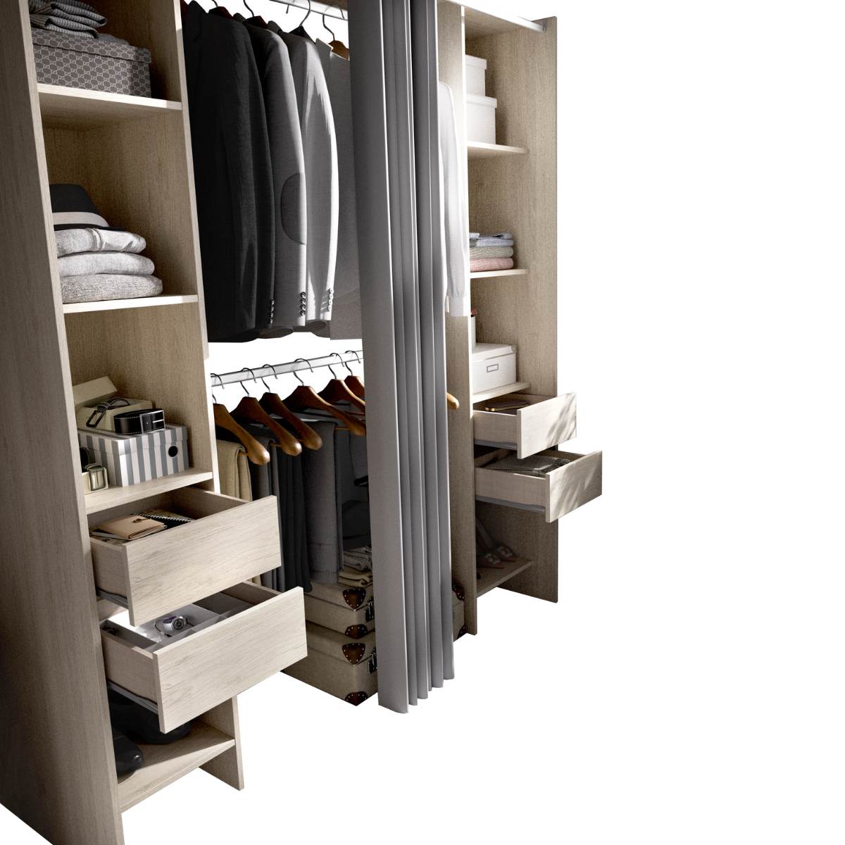 Vestidor de 4 cajones y cortina  CLOT 147