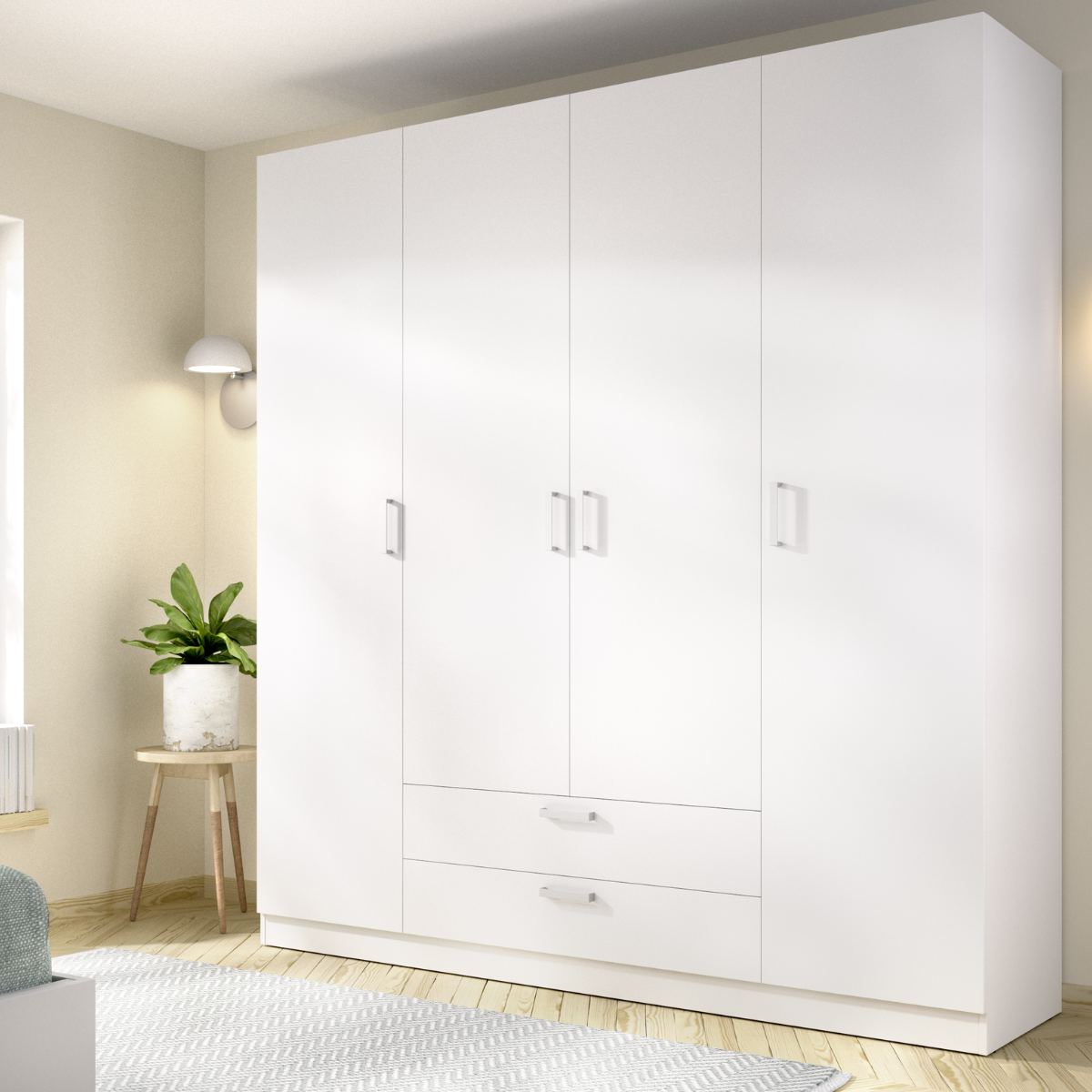 Armario blanco 4 puertas y 2 cajones  MAX 112