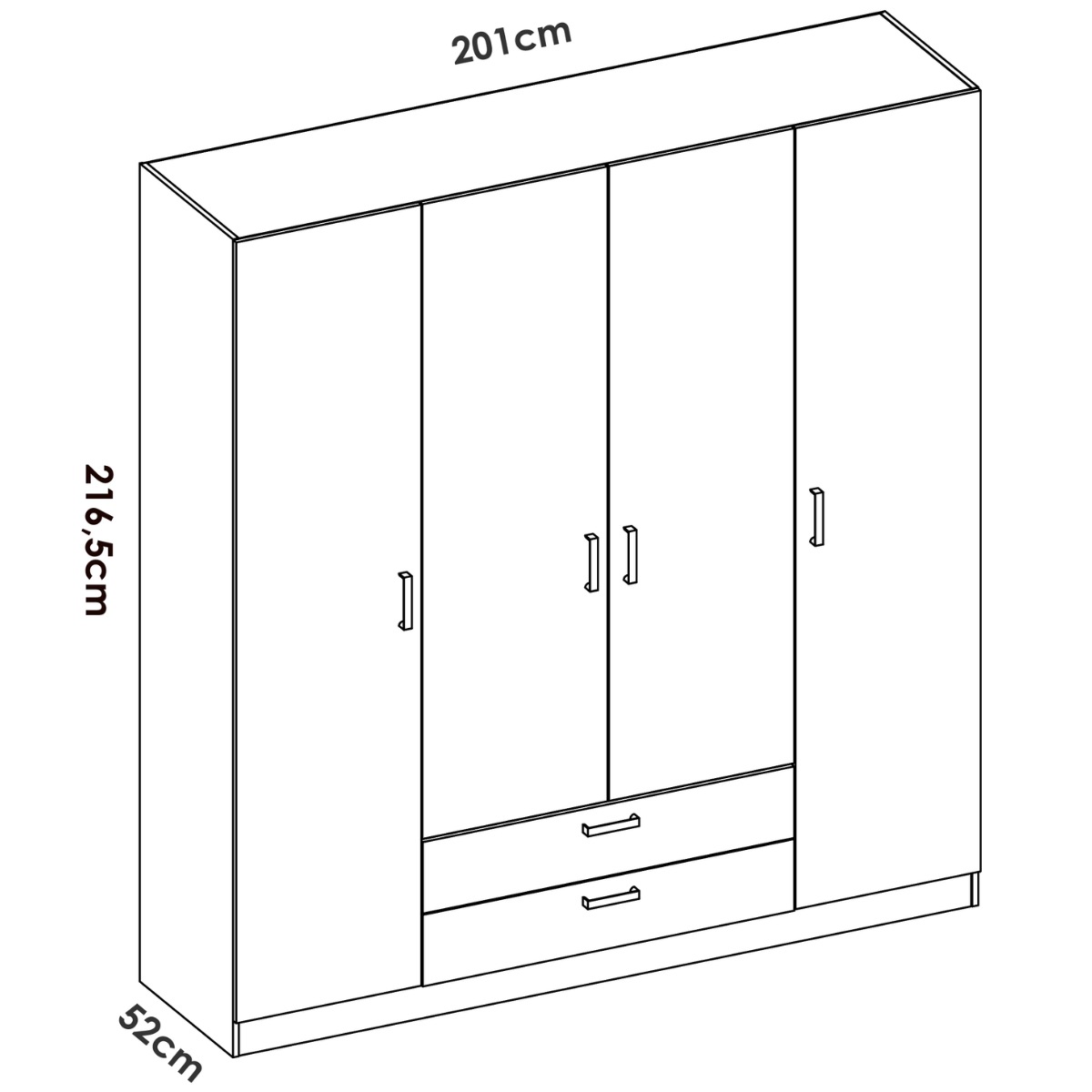 Armario blanco 4 puertas y 2 cajones  MAX 112