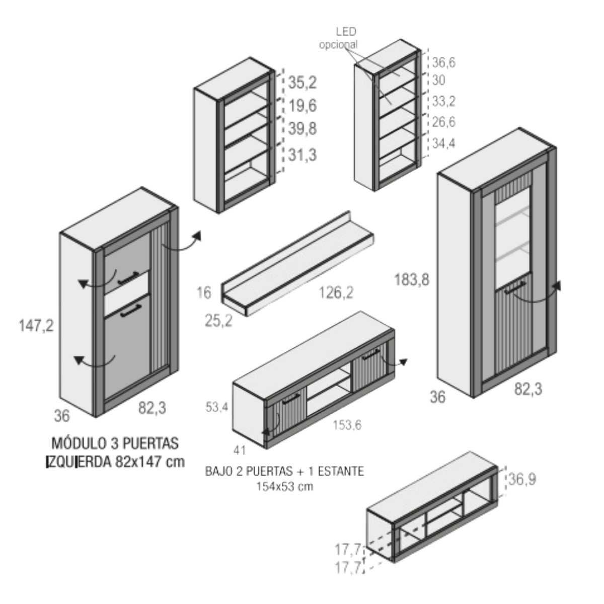 Mueble de salón con luces leds STAN 03