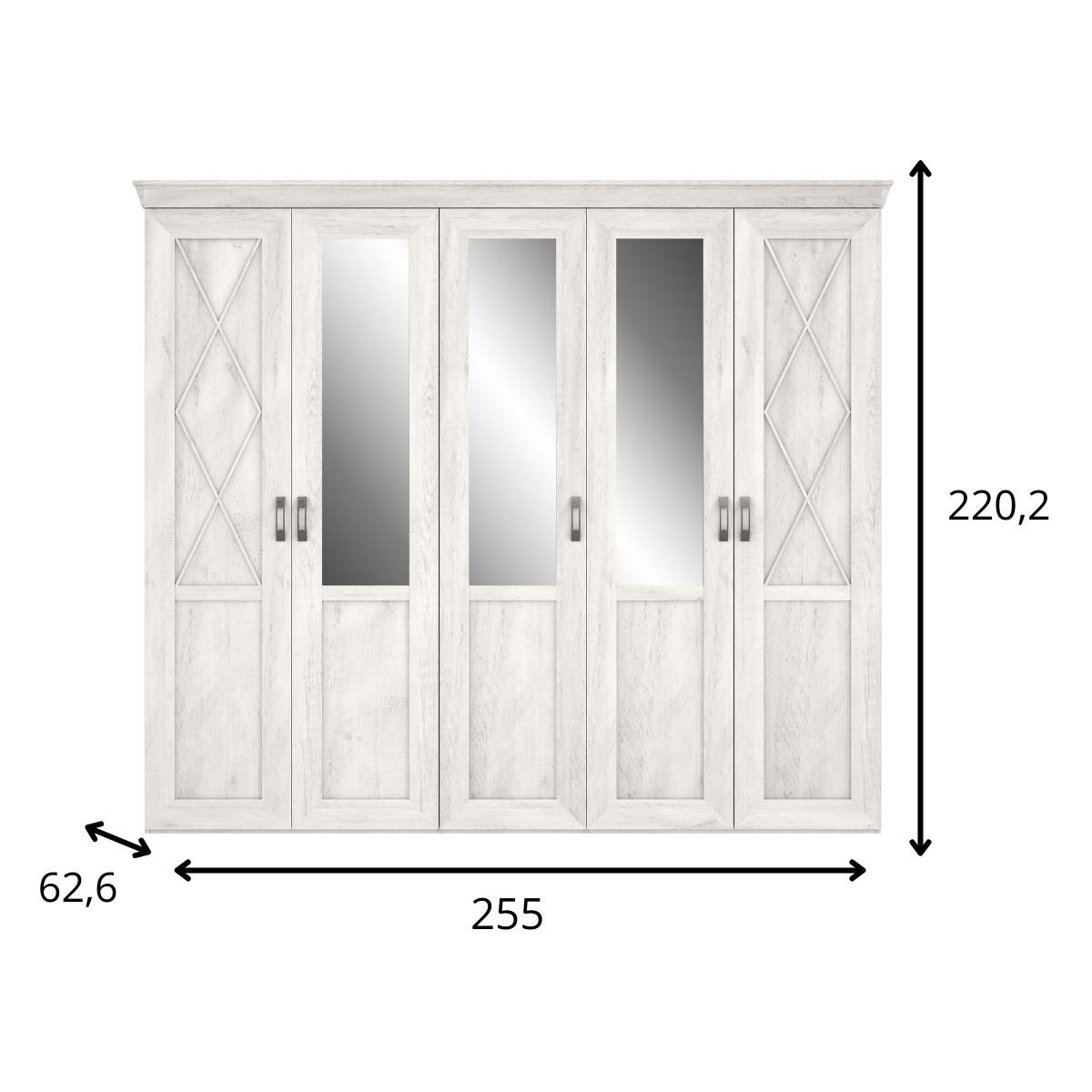 Armario 5 puertas con 3 espejos KASHMIR