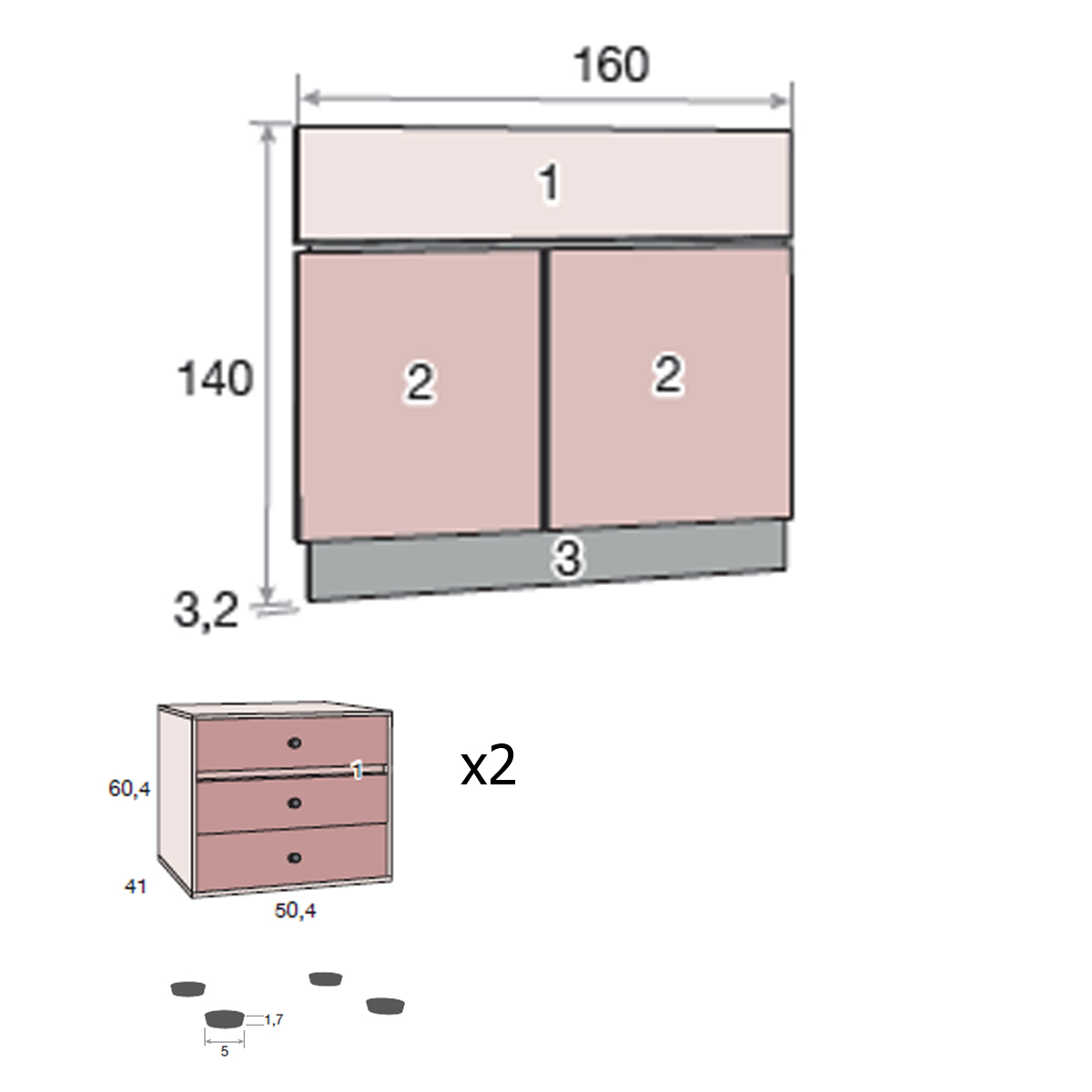 Cabecero y 2 mesitas MENDOL 24