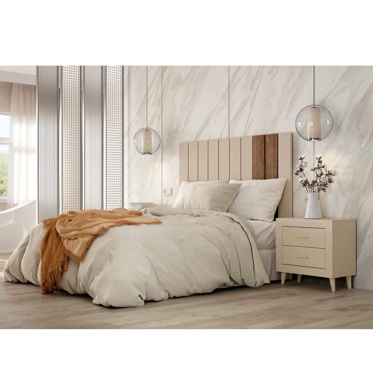 Cabecero y 2 mesitas BIK 01