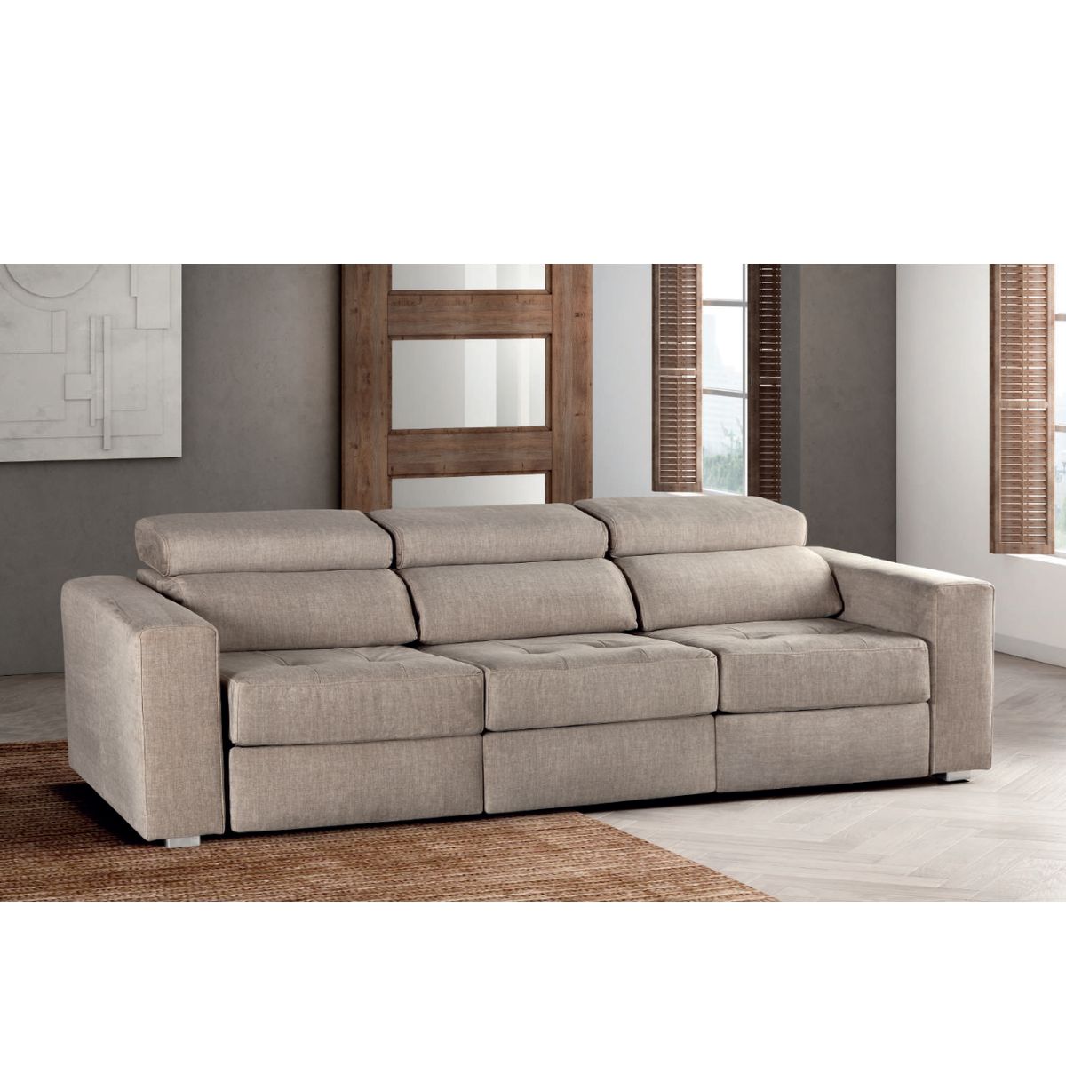 Sofá 3 plazas deslizante a suelo y respaldo italiano 250 ZUCKER