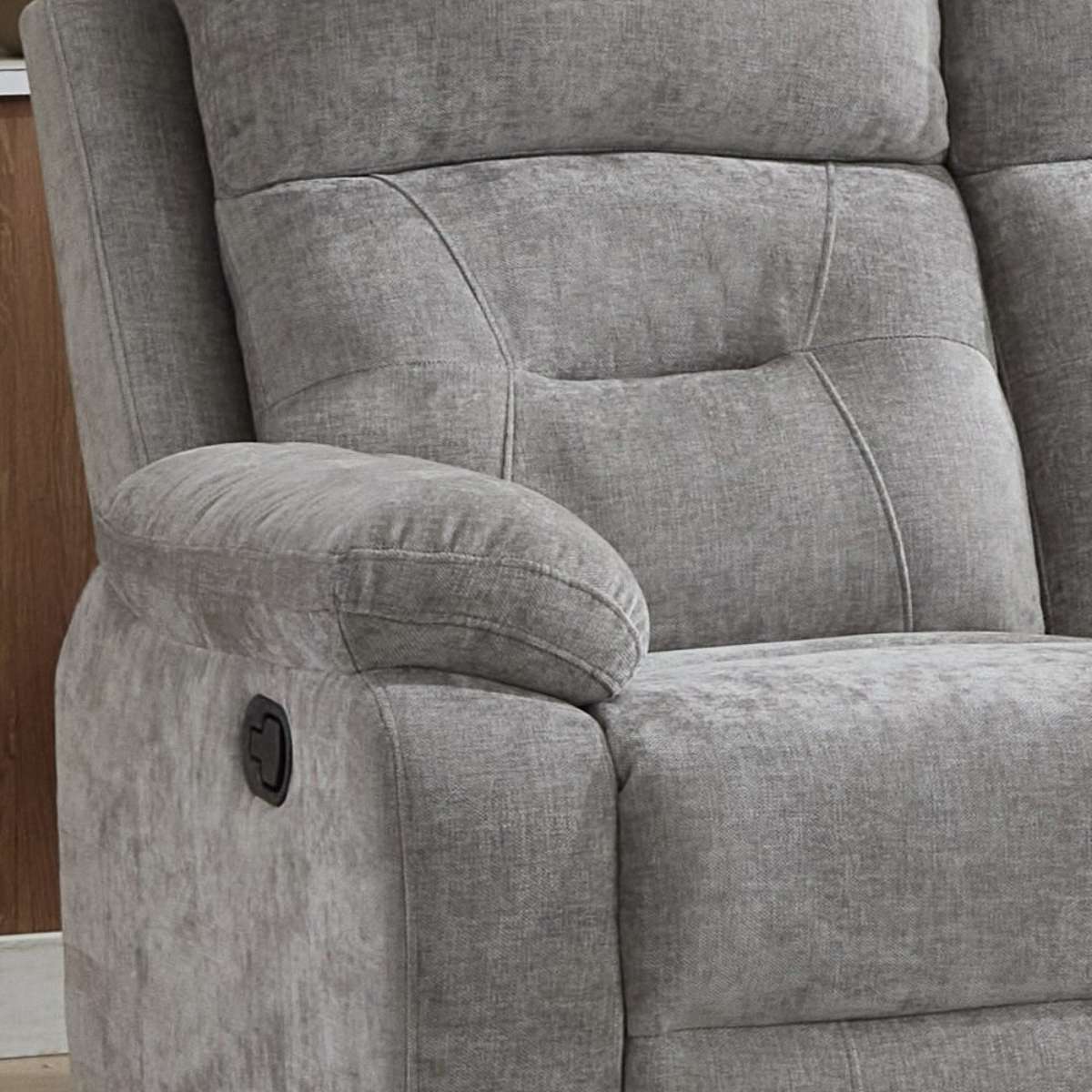 Sofá 3 plazas relax manual en tela gris modelo EVERLY 