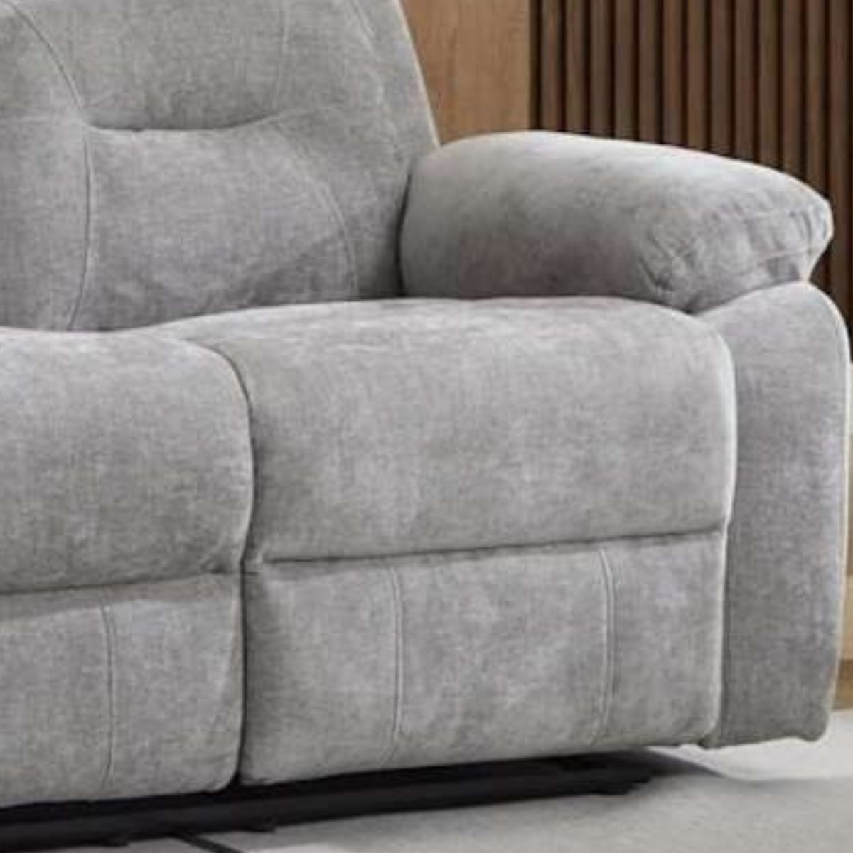 Sofá 3 plazas relax manual en tela gris modelo EVERLY 