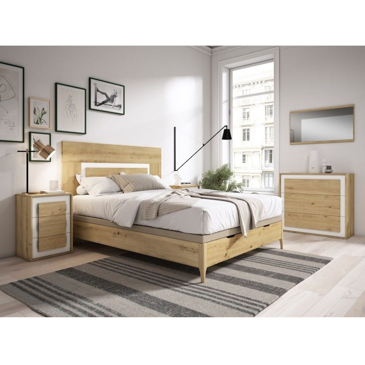 Cómoda 3 cajones en artisan/blanco modelo MINERVA 