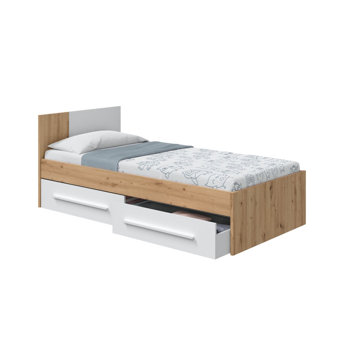 Cama juvenil con cabezal (sin somier + 2 cajones)(para colchón de 90 x 190 cm) AMBIENT