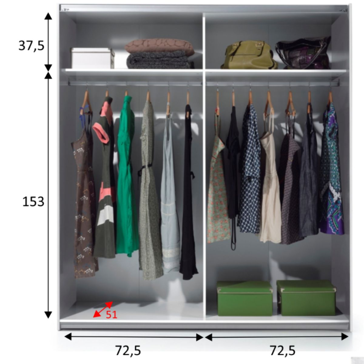 Armario 2 puertas correderas 150 cm ARAY