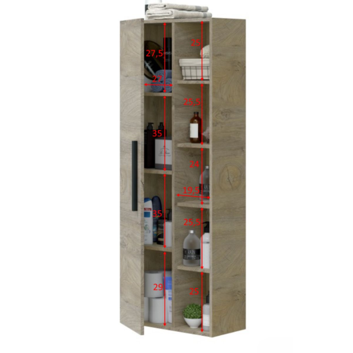Columna colgar 1 puerta + estantes OLIMPO