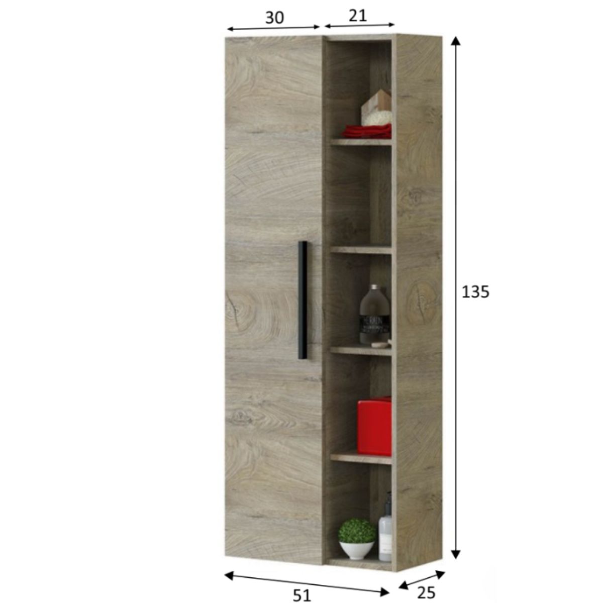 Columna colgar 1 puerta + estantes OLIMPO