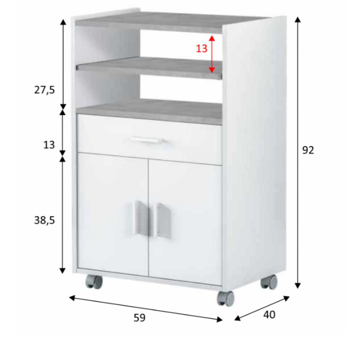 Mueble microondas 1 cajón + 2 puertas MENSAL