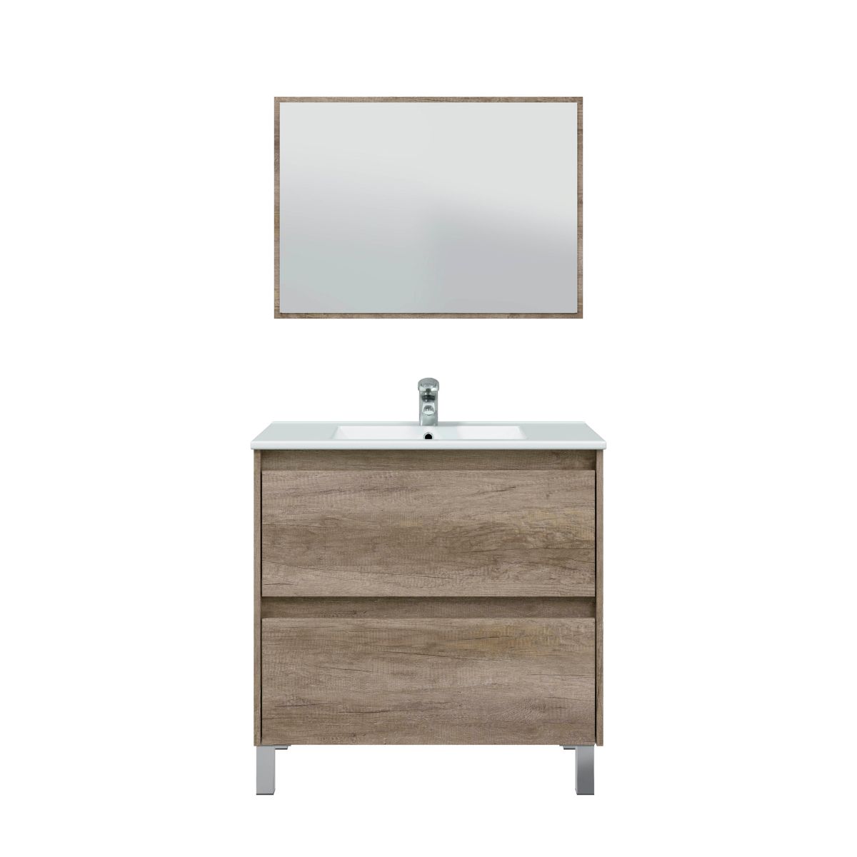 Mueble 80 cm 2 cajones + espejo // lavabo no incluido TEXAS