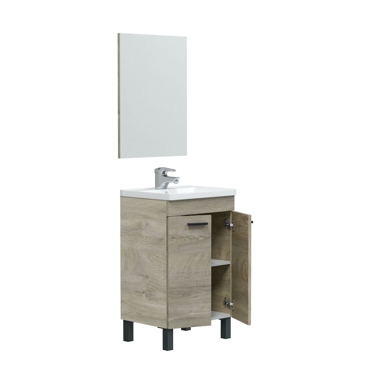  Mueble 50 cm 2 puertas + espejo -(lavabo  no incluido) modelo EDDEN