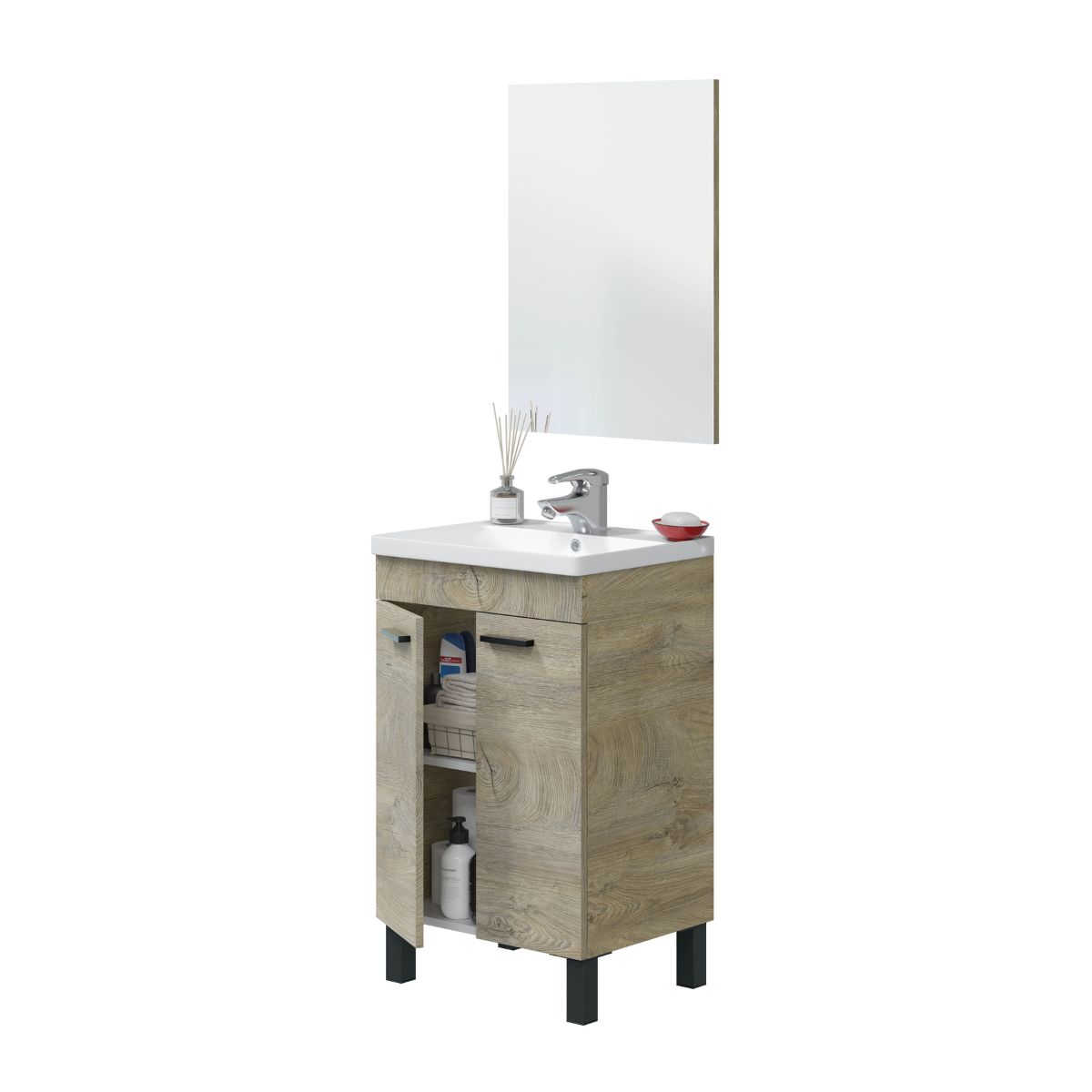  Mueble 50 cm 2 puertas + espejo -(lavabo  no incluido) modelo EDDEN
