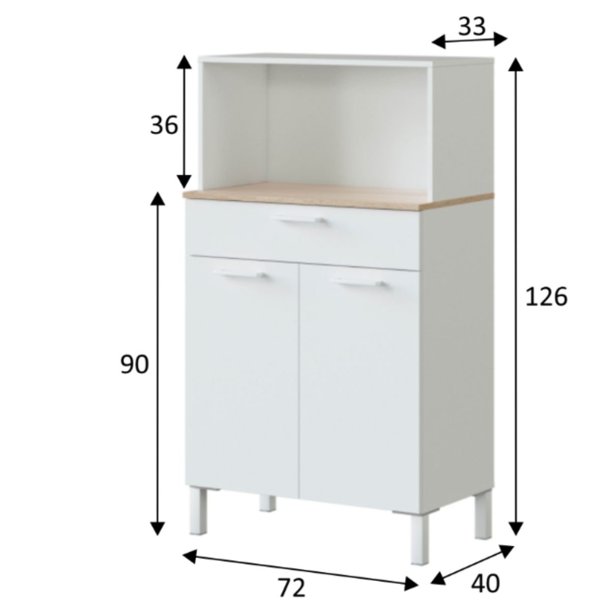 Mueble auxiliar cocina 2 puertas +1 cajón FLASH