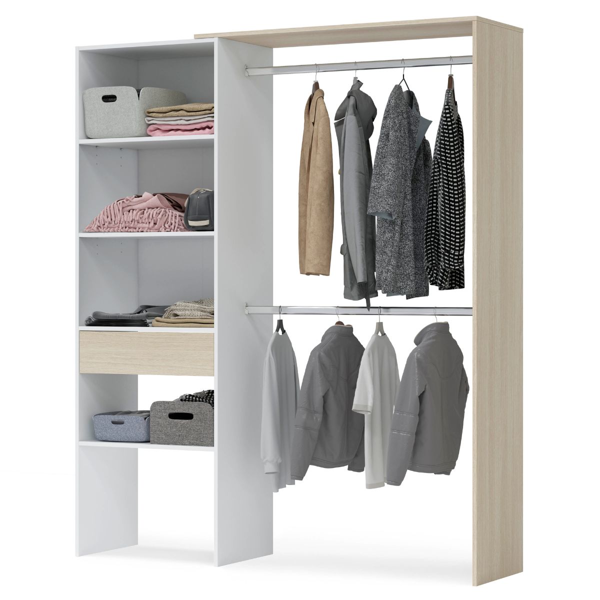 Armario-vestidor con estantería 60 cm + 2 barras HERMES