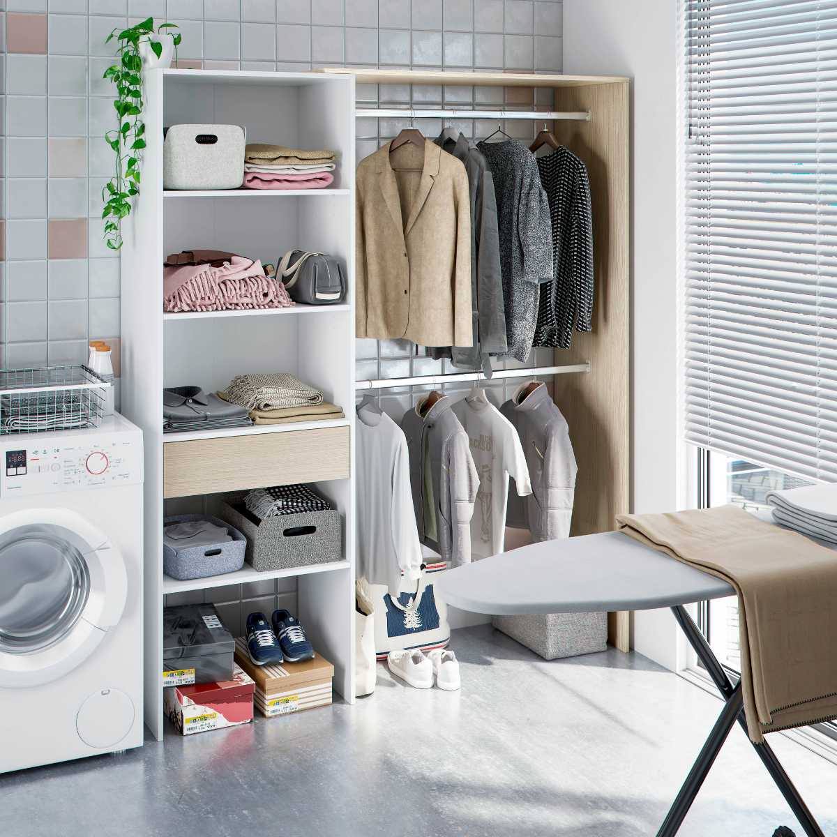 Armario-vestidor con estantería 60 cm + 2 barras HERMES