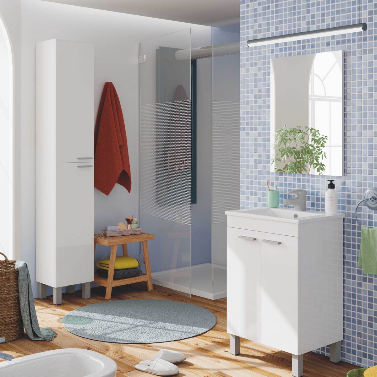 Mueble lavabo pequeño 2 puertas + espejo ( lavabo no incluído ) KONCRET