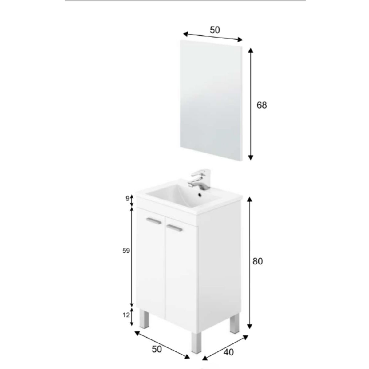 Mueble lavabo pequeño 2 puertas + espejo ( lavabo no incluído ) KONCRET