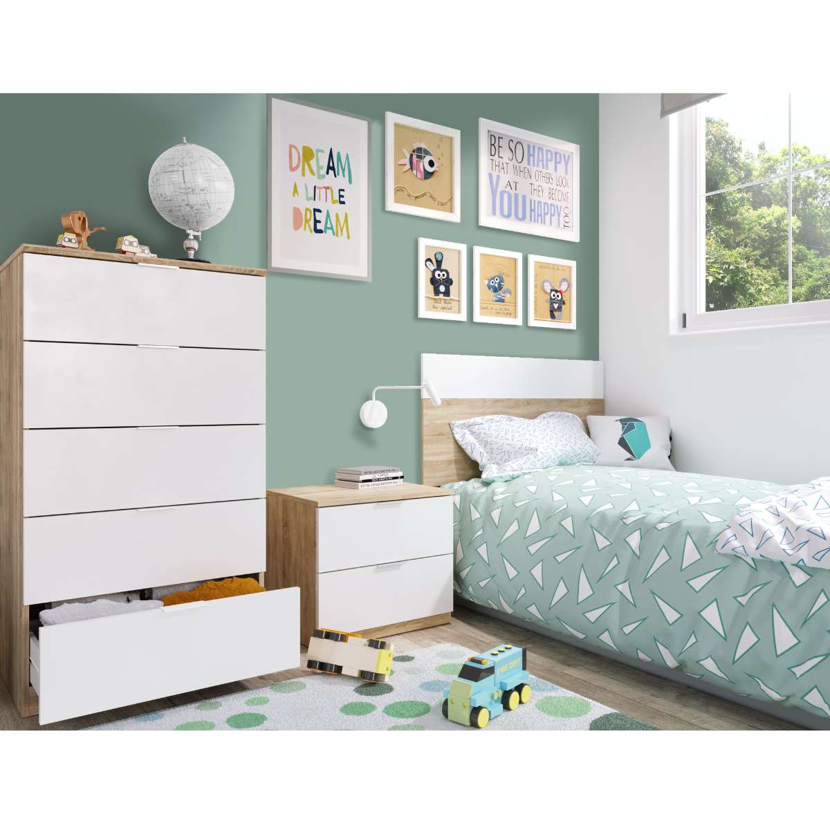 Cabezal 100 + mesita con 2 cajones LOLA